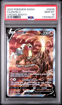 PSA 10 Entei V GG36 2023 Pokemon Sword And Shield Crown Zenith 115936237 - Image 1