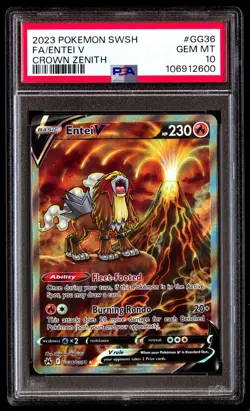 PSA 10 Entei V GG36 Pokemon Sword And Shield Crown Zenith 2023 - Image 1