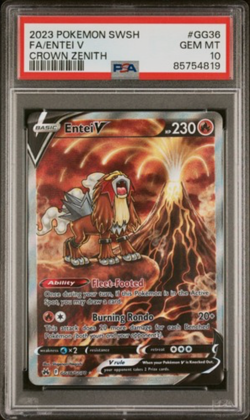 2023 POKEMON SWORD AND SHIELD CROWN ZENITH GG36 FULL ART/ENTEI V PSA 10 - Image 1