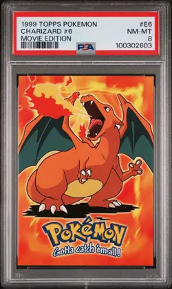 1999 Topps Pokemon The Movie Edition Charizard Non Holo #E6 - PSA 8 (NM-MT) - Image 1