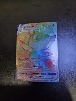 Pokemon TCG Celebi VMAX Rainbow Secret Rare Gold Foil Card 199/198 NM Never Play - Image 1