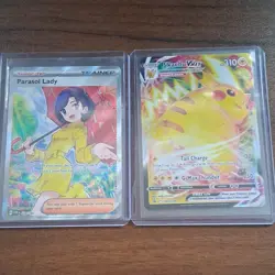 Pokemon Parasol Lady & Pikachu VMAX Promo Holo Card Lot SWSH285 PAR - 2 Cards - Image 1