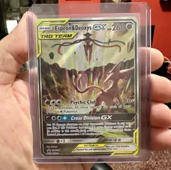 Espeon & Deoxys GX SM240 SM Holo Black Star Promo Pokemon TCG Card 2020 Tag Team - Image 1