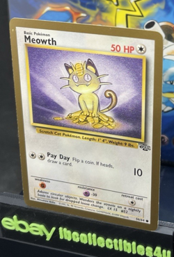 GOLD Border Meowth 56/64 Jungle Unlimited Pokemon TCG Card Vintage WOTC - Image 2