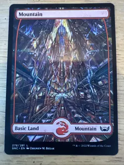 MTG Mountain 278/281 Streets of New Capenna Full Art Foil Basic Land Mountain - Image 1