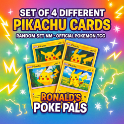 Set of 4 different Pikachu Cards - Random Set NM - Offical Pokemon TCG - Image 1