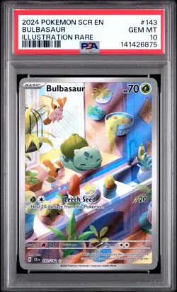 2024 POKEMON SCR EN-STELLAR CROWN ILLUSTRATION RARE #143 BULBASAUR PSA 10 - Image 1