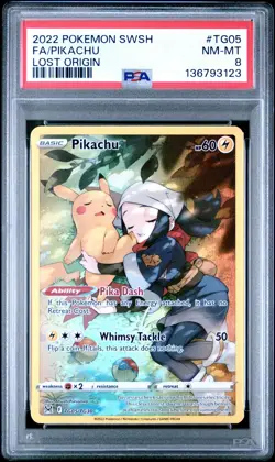 Pokemon TCG Pikachu TG05/TG30 Lost Origin Trainer Gallery Ultra PSA 8 - Image 1