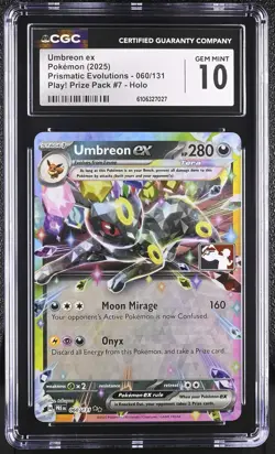 POKEMON Prismatic Evolutions UMBREON ex #060 PRIZE PACK Holo ⭐CGC Gem Mint 10⭐ - Image 1