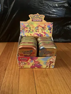 Pokemon 151 Mini Tins Display EMPTY OPENED With Coins And Art Card Complete Set - Image 1