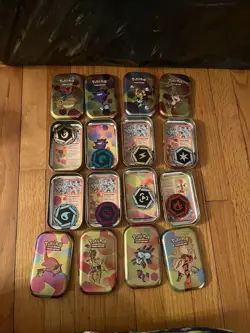 Pokemon 151 Mini Tins Display EMPTY OPENED With Coins And Art Card Complete Set - Image 2