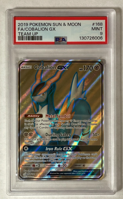 Cobalion GX Full Art PSA 9 MINT 2019 Pokemon Sun & Moon Team Up #168/181 - Image 1