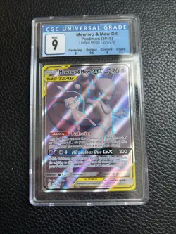 Pokemon Mewtwo & Mew GX 222/236 Sm-Unified Minds Full Art Ultra Rare Holo CGC 9 - Image 1