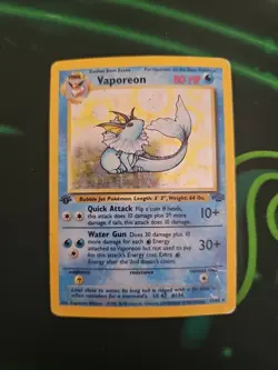 1st First Edition Vaporeon Jungle 12/64 Pokemon Holofoil LP - Image 1