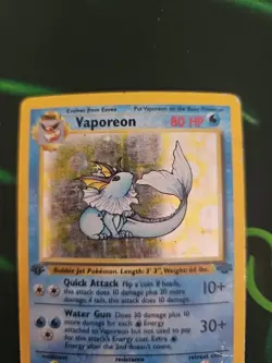 1st First Edition Vaporeon Jungle 12/64 Pokemon Holofoil LP - Image 3