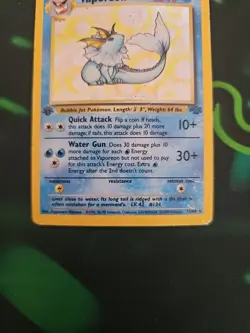 1st First Edition Vaporeon Jungle 12/64 Pokemon Holofoil LP - Image 4
