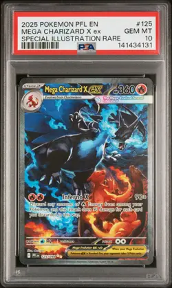 2025 POKEMON PFL EN-PHANTASMAL FLAMES #125 MEGA CHARIZARD X EX PSA 10 - Image 1