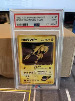 1999 Pokemon Japanese Gym 2 Rocket’s Zapdos Holo PSA 9 - Image 1
