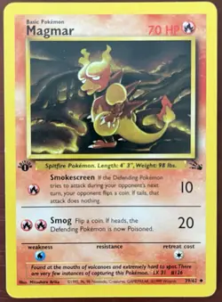 Pokemon 1st Edition Magmar 39/62 Fossil NM/LP - Image 1