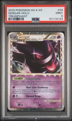 2010 POKEMON HEARTGOLD & SOULSILVER TRIUMPHANT #94 GENGAR-HOLO PSA 9 - Image 1