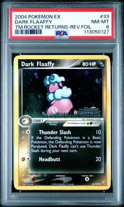 2004 POKEMON EX TEAM ROCKET RETURNS DARK FLAAFFY #33 PSA 8 NM #113050127 - Image 1