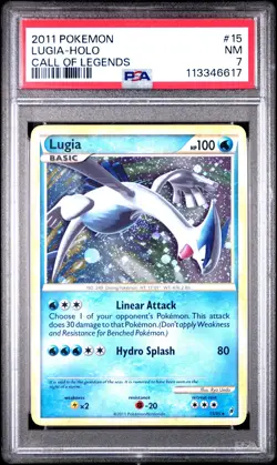 2011 POKEMON CALL OF LEGENDS LUGIA #15 HOLO PSA 7 NM #113346617 - Image 1