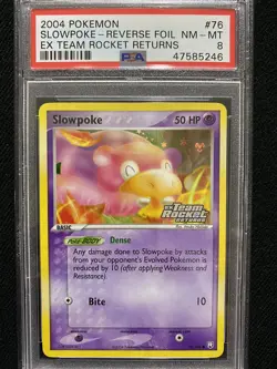 2004 Pokemon EX Team Rocket Returns Slowpoke Reverse Foil 76/109 PSA 8 NM-MT - Image 1