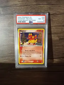 Pokemon Magmar 44/109 EX Team Rocket Returns Reverse Foil- PSA 8 NM - MT - Image 1