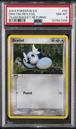 2004 POKEMON EX TEAM ROCKET RETURNS #52 DRATINI-REVERSE FOIL PSA 8 - Image 1