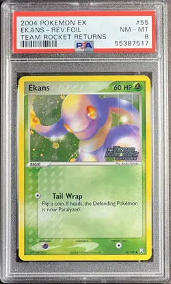 2004 Pokemon EX Team Rocket Returns 55 Ekans Reverse PSA 8 NM-MT - Image 1