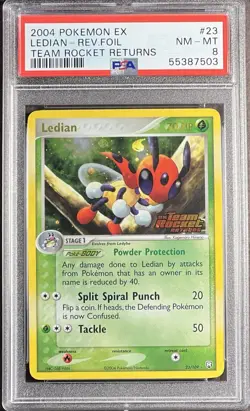 2004 Pokemon EX Team Rocket Returns 23 Ledian Reverse PSA 8 NM-MT - Image 1