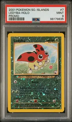 Pokemon TCG PSA 9 Mint - Ledyba Holo #7 Southern Islands 2001 Reverse Holo WOTC - Image 1