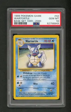 1999 Pokemon Base Set Unlimited Wartortle #42 PSA 10 GEM MT 4th Print 1999-2000 - Image 1