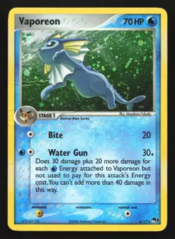 Vaporeon 6/17 POP Series 3 Holo Rare Pokemon Card - Image 1