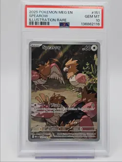 SPEAROW 2025 POKEMON MEGA EVOLUTION ILLUSTRATION RARE 151/132 PSA 10 Q4339 - Image 1