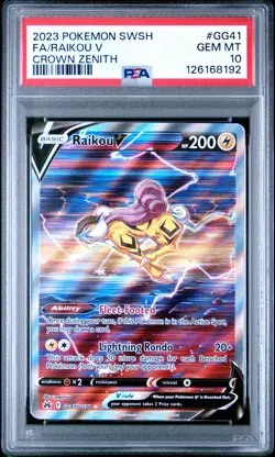 2023 Pokemon Sword & Shield Full Art Raikou V Crown Zenith #GG41 PSA 10 Gem - Image 1