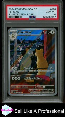 PERSIAN ILLUSTRATION RARE POKEMON GERMAN SFA DE-SHROUDED FABLE 2024 078 PSA 10 - Image 1