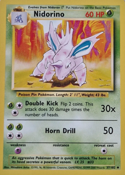 1999 Pokemon TCG - Nidorino - Base Set - Uncommon Card - 37/102 - Image 4