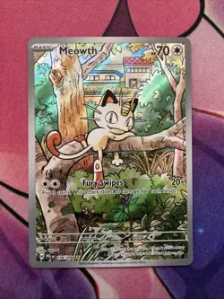 Meowth 106/094 Phantasmal Flames Holo Illustration Rare Pokemon English NM PFL - Image 1