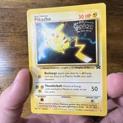 1999 Pokemon The First Movie PIKACHU #4 Black Star Promo Card WB Vintage WOTC LP - Image 1