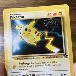 1999 Pokemon The First Movie PIKACHU #4 Black Star Promo Card WB Vintage WOTC LP - Image 2