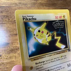 1999 Pokemon The First Movie PIKACHU #4 Black Star Promo Card WB Vintage WOTC LP - Image 3