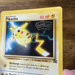 1999 Pokemon The First Movie PIKACHU #4 Black Star Promo Card WB Vintage WOTC LP - Image 4