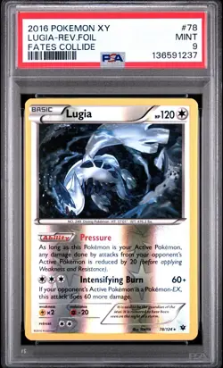 2016 Pokemon X & Y XY Fates Collide Lugia Reverse Foil Holo #78 PSA 9 - LOW POP - Image 1