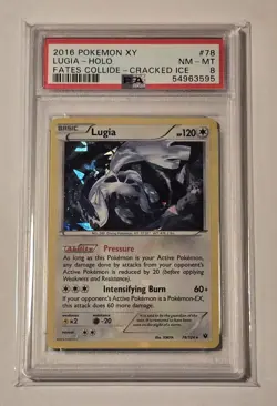 2016 Pokemon XY Fates Collide Lugia Holo Cracked Ice #78/124 PSA 8 - Image 1