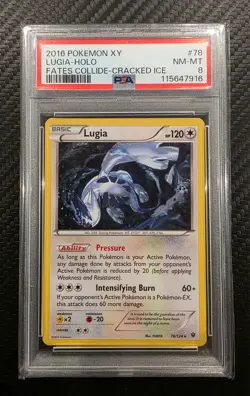 2016 Pokemon XY Fates Collide Lugia 78/124 Deck Exclusive Cracked Ice Holo PSA 8 - Image 1