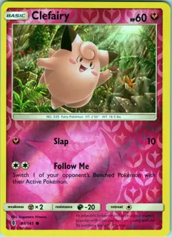 Clefairy 88/145 Common - Pokemon TCG SM: Guardians Rising - Reverse Holo (LP) - Image 1