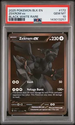 2025 POKEMON BLK EN-BLACK BOLT BLACK WHITE RARE #172 ZEKROM EX PSA 10 - Image 1