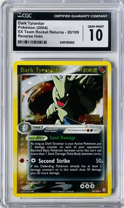 2004 Pokemon Dark Tyranitar Reverse Holo EX Team Rocket Returns 20/109 CGC 10 - Image 1