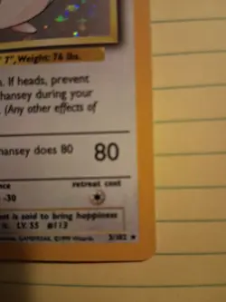 Pokemon Card Chansey 1999 Holo Rare Base Set 3/102 - Image 3